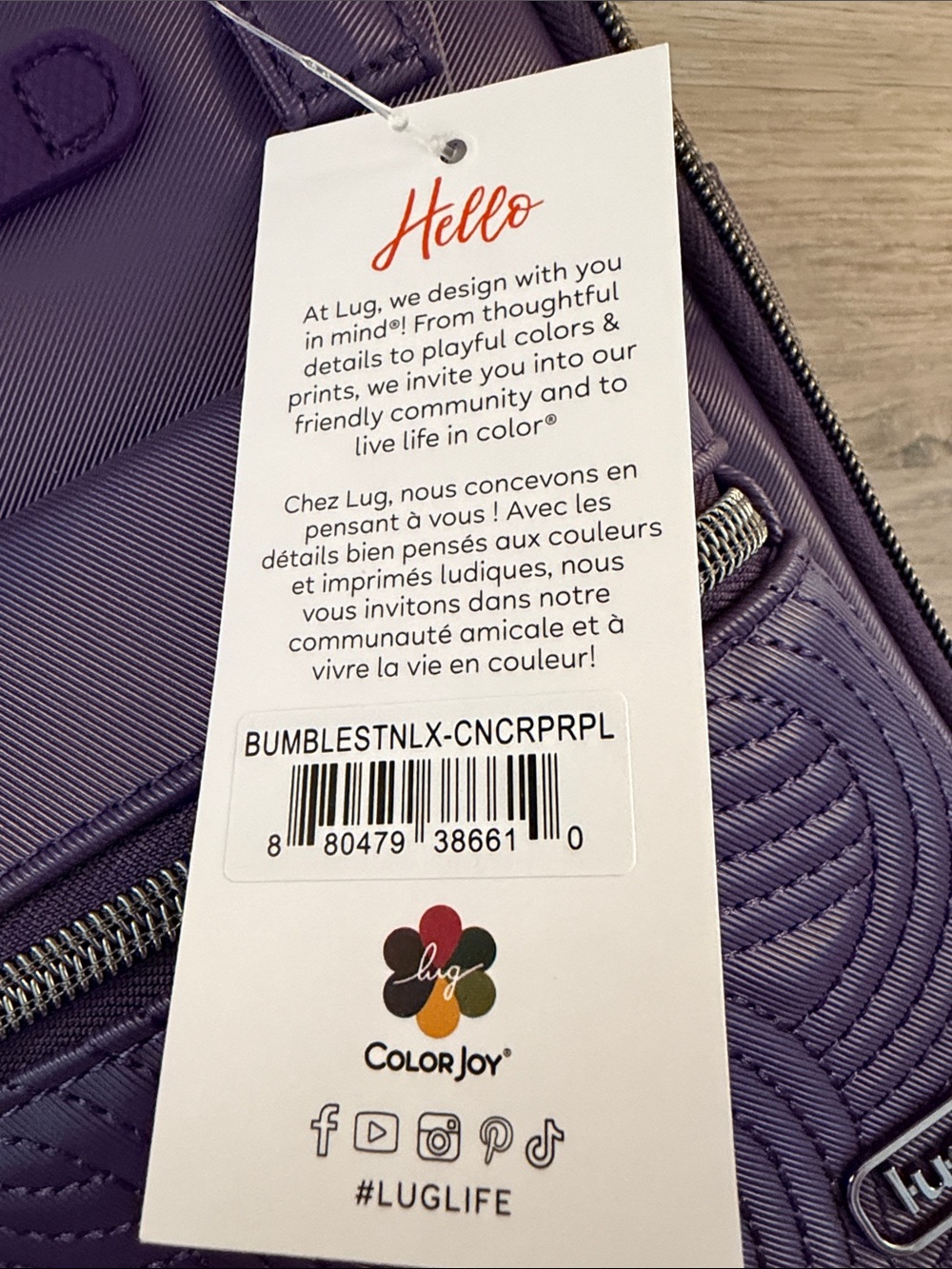 Lug Bumble Concord Purple Crossbody Tote - Compact Everyday Bag - NWT - Picture 5 of 5